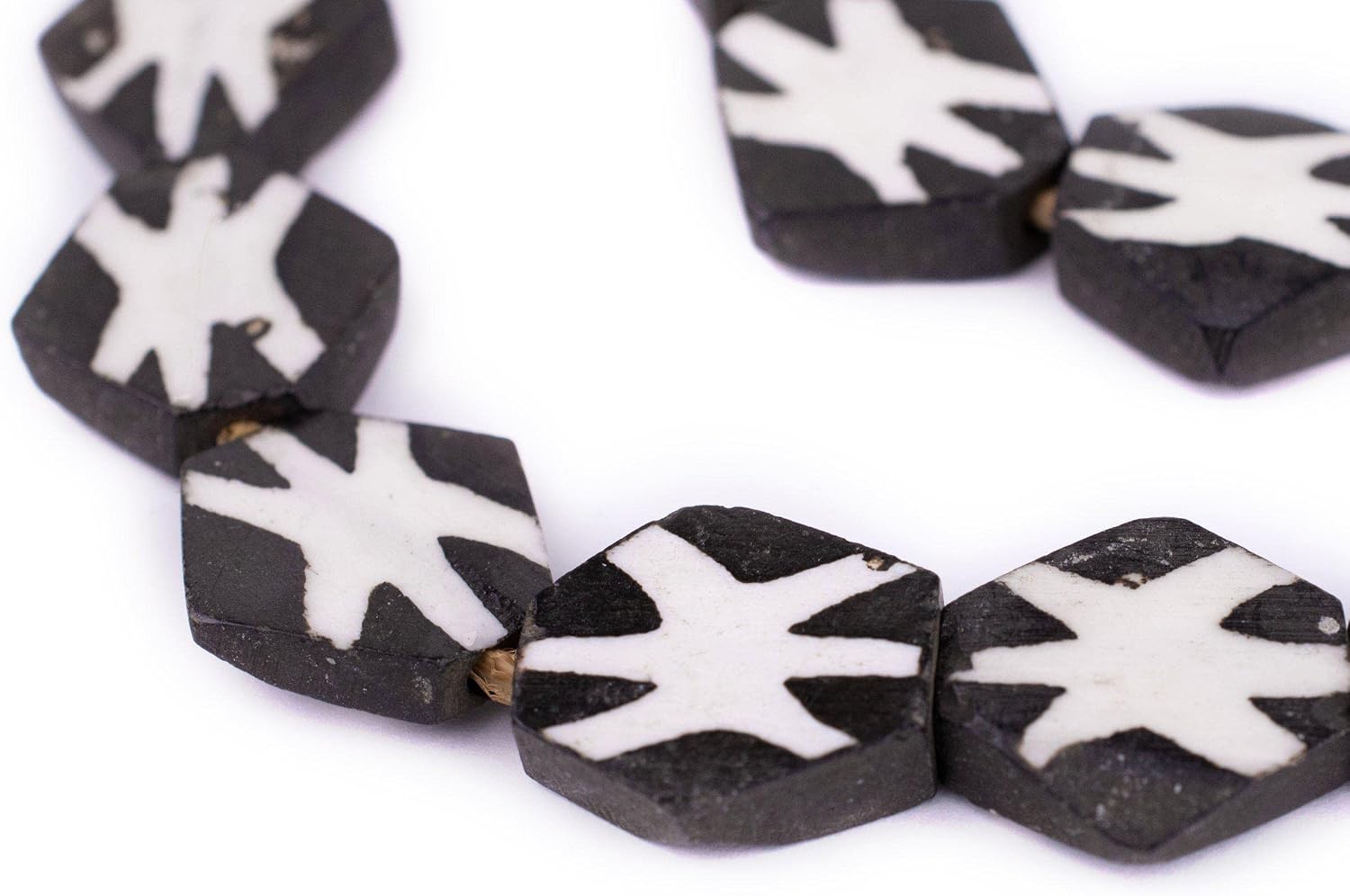 The Bead Chest Star Design Batik Bone Beads (Hexagon)