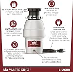 Waste King L-2600 1/2 Cheval Vapeur 2600 RPM Évacuation de Déchets Alimentaires