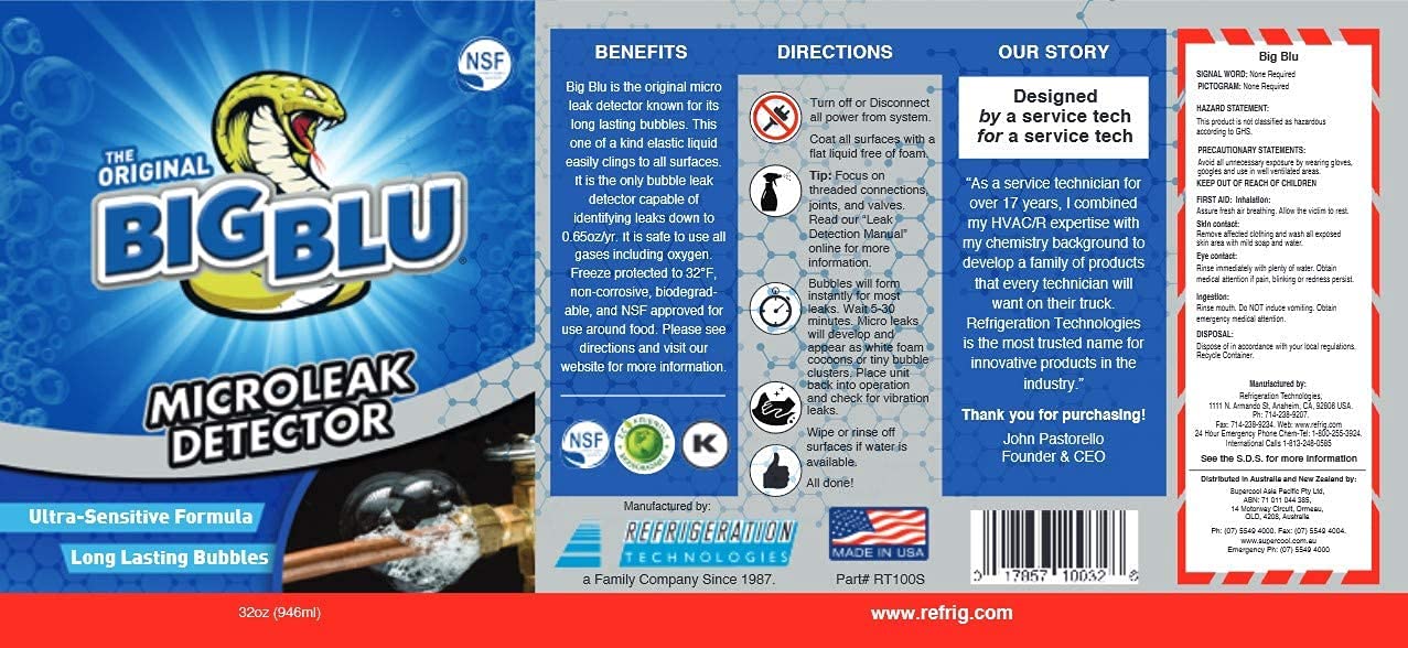Snapklik : RT100S Big Blu Micro Leak Detector 1 Qt