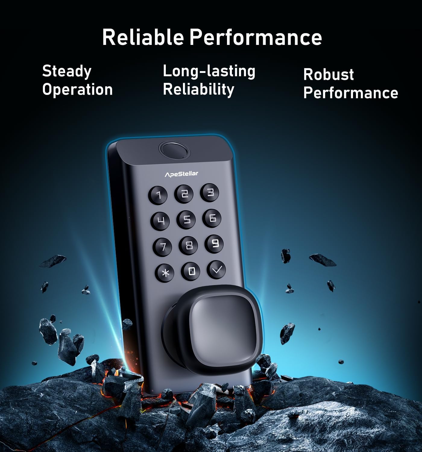 Fingerprint Keyless Entry Door Lock, Fingerprint Door Knob, Keypad Door Lock with Handle, Digitl Electronic Door Knob for Front Door & Bedroom, High Durability, Voice Prompt for Easy Use, Black