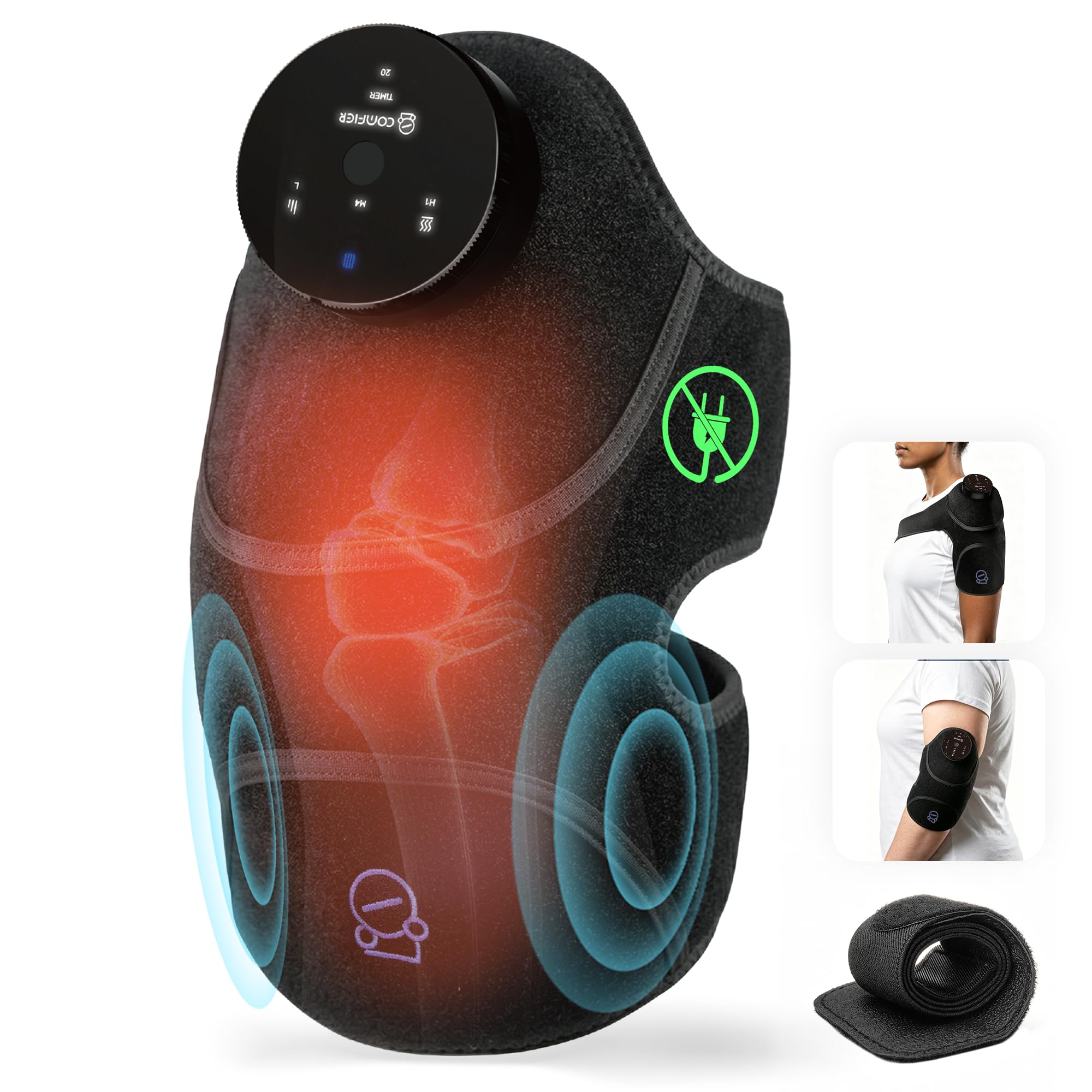 COMFIER 3-in-1 Kniemassagegerät mit Vibration, Für Knie,Schulter & Ellbogen