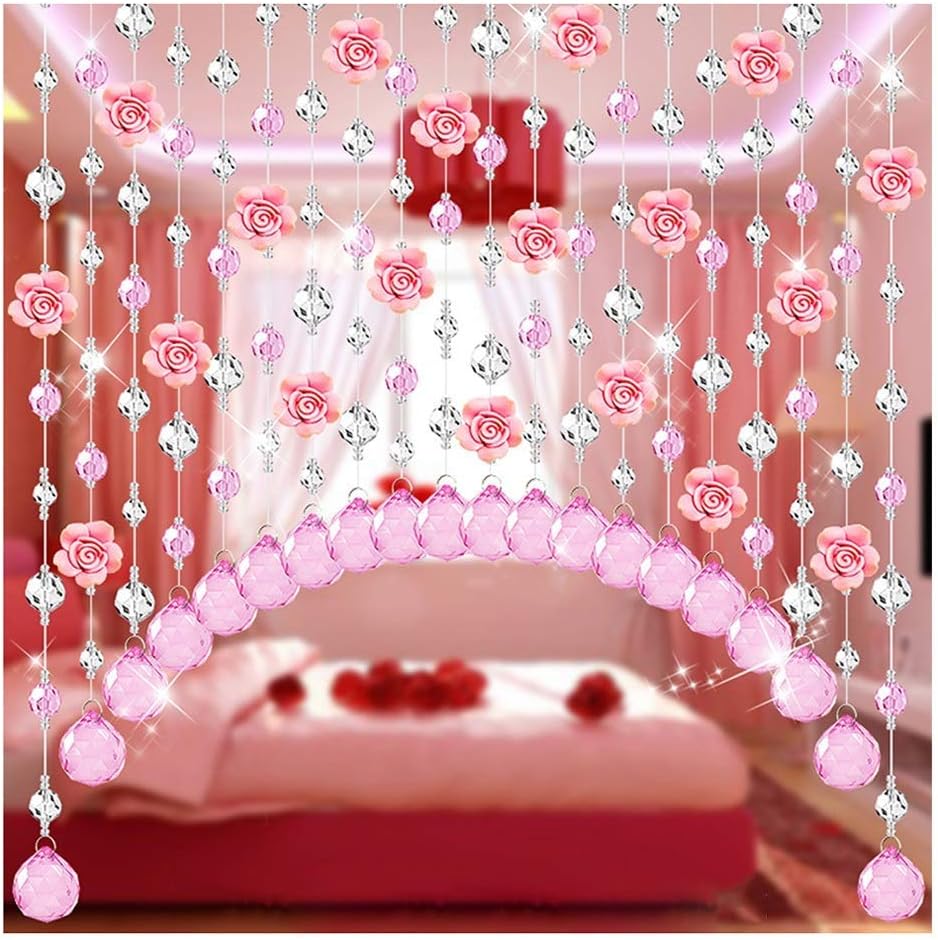 OKUOKA Beaded Door Curtains for Doorways Crystals Bead String Curtain for Room Dividers Home Aisle Décor Modern Style -25/35/45/55 Strands - 2 Colors Optional