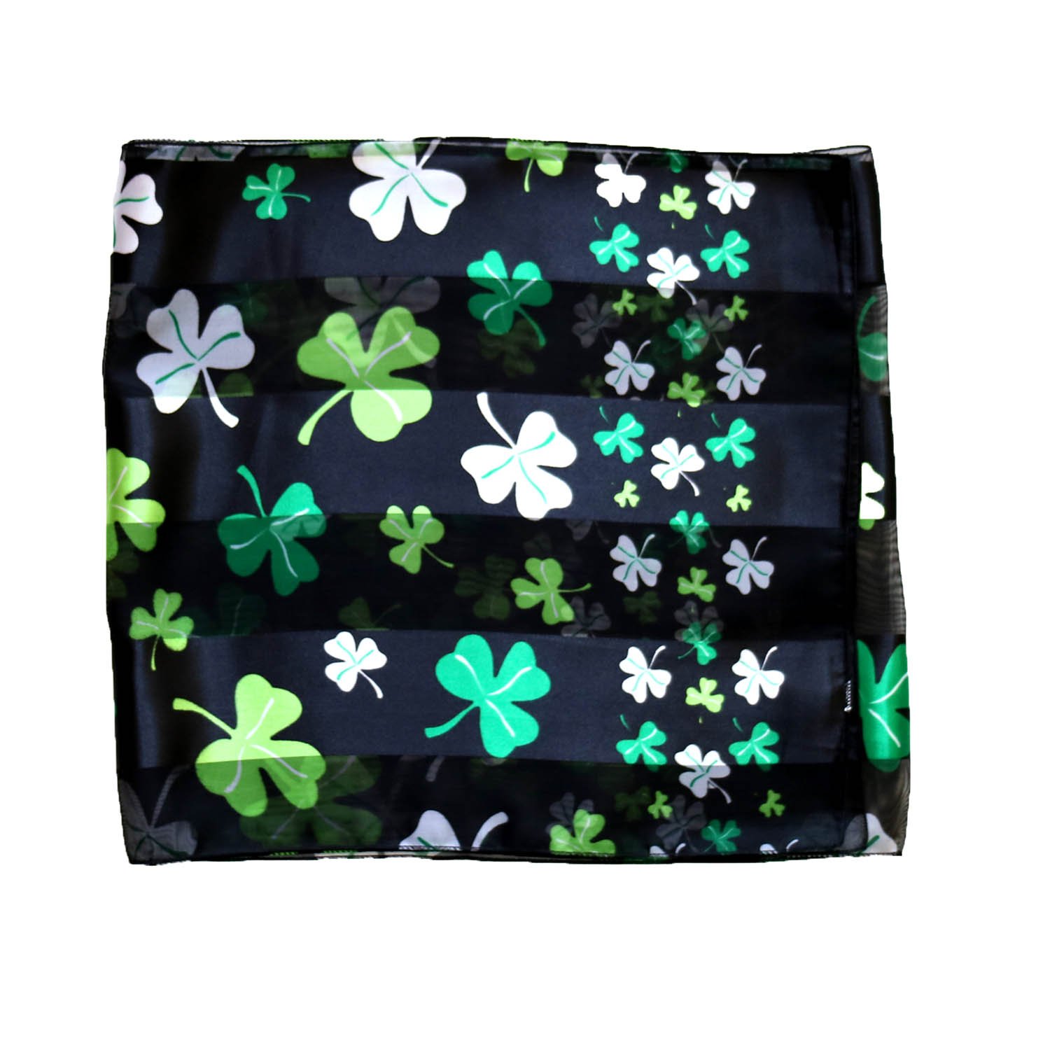Kongle Shamrock St Patricks Day Scarf Shamrock print scarf (Black)