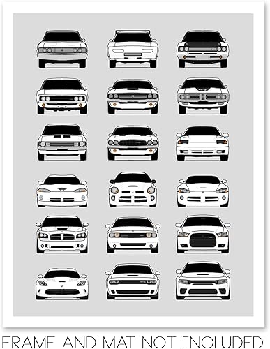 Vista 42 de Handmade Poster compatible with Dodge Charger Generations and Print of Dodge Charger - Multi, 11x14" Metallic Print (Unframed) - Gift for Car 3A.