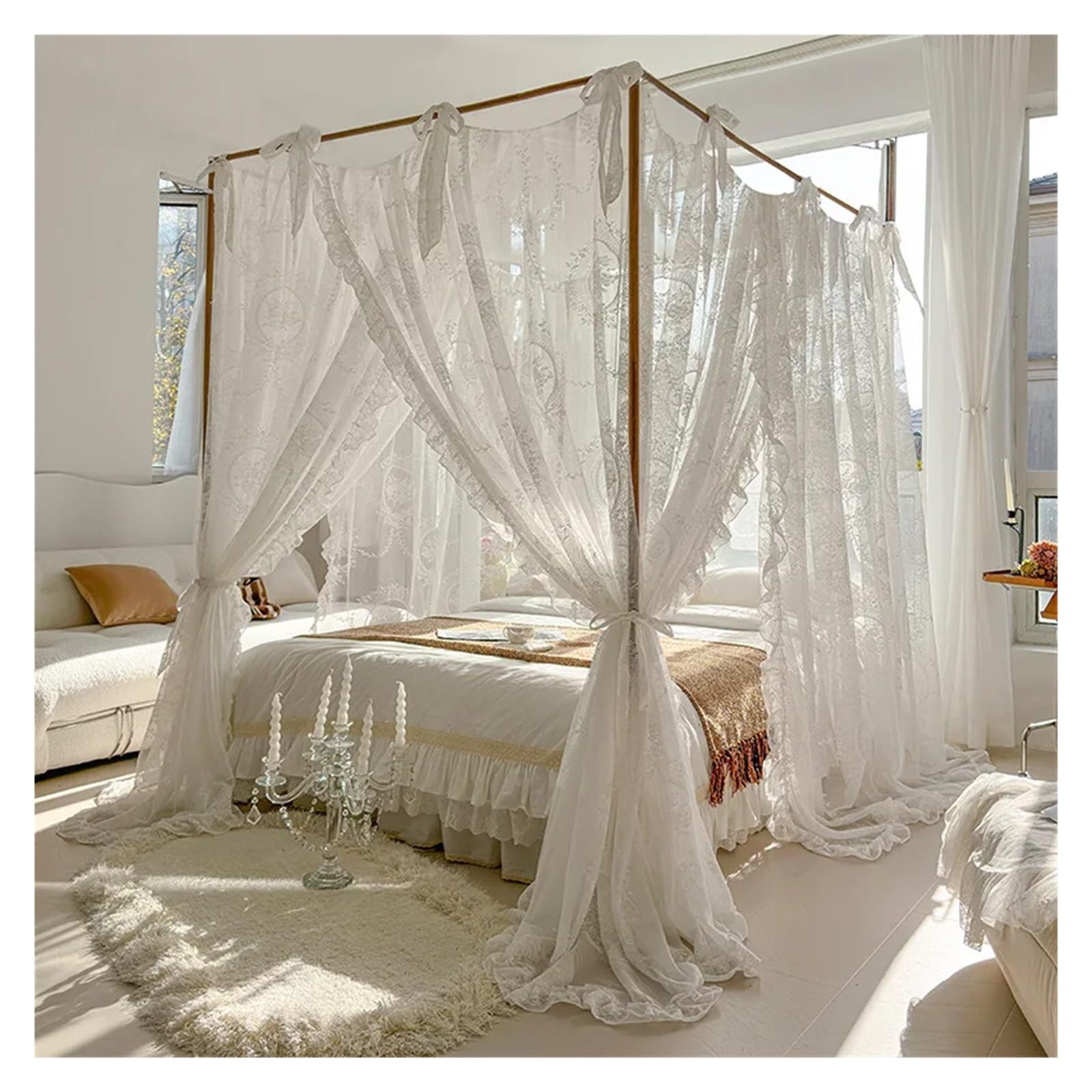 Moustiquaire pour lit anti-moustique, grand rideau de lit 3 portes