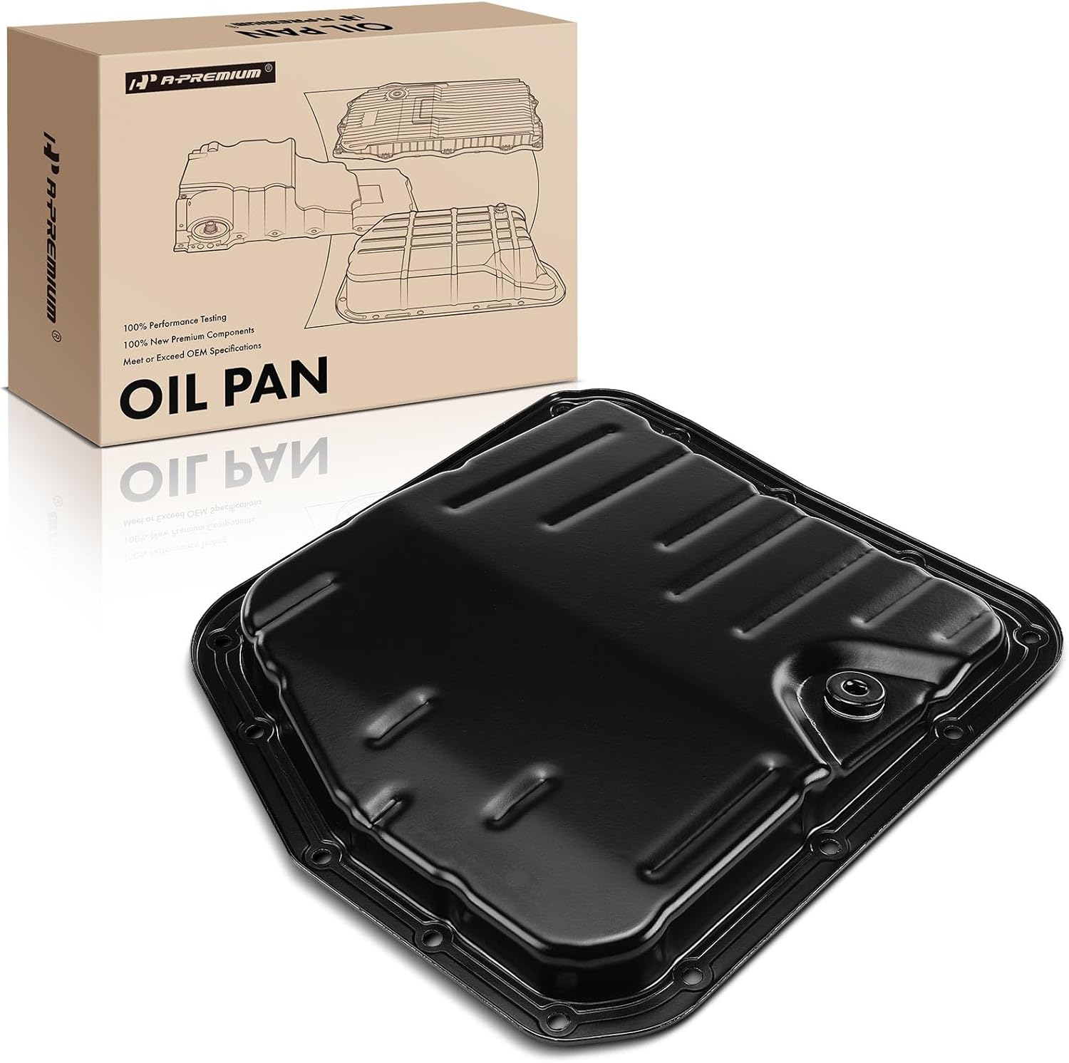 A-Premium Transmission Oil Pan Sump with Drain Plug Compatible with Toyota Camry 1983-2001, Celica 1988-1989 1994-1999, Corolla 1989-2002, Tercel 1987-1998, 1.5L 1.6L 1.8L 2.0L 2.2L 3.0L, 15 Bolt Hole