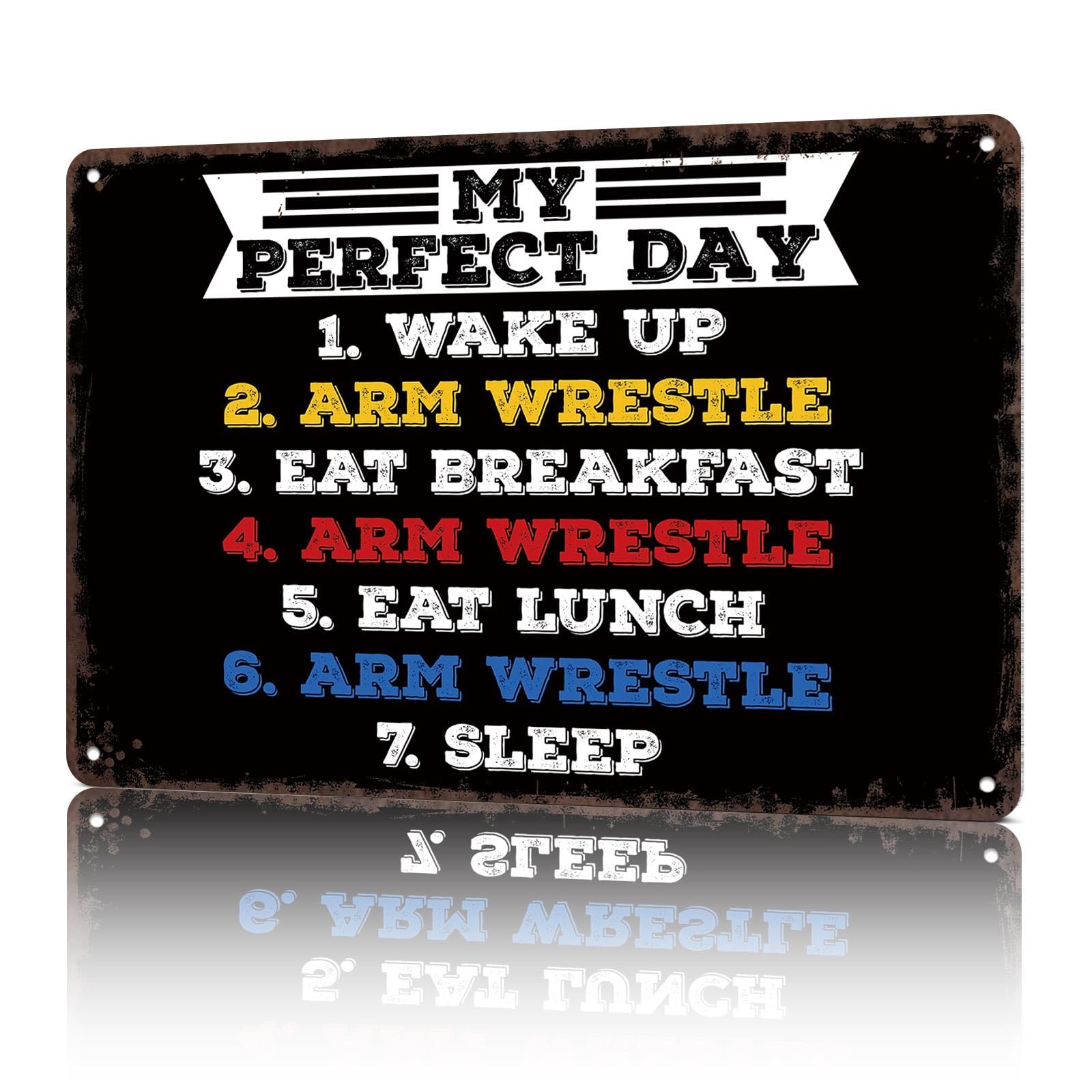 KWQDOZF Vintage Metal Signs Arm Wrestling Arm Wrestler Funny 8x12inch
