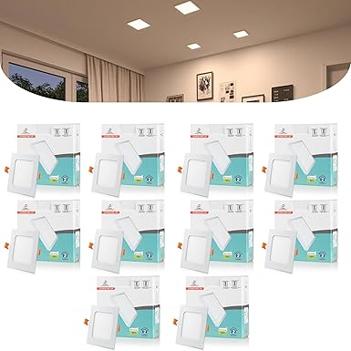 D'Mak 15 Watt Square LED Conceal Panel Light for POP & False Ceiling - Natural White (Pack of 10)