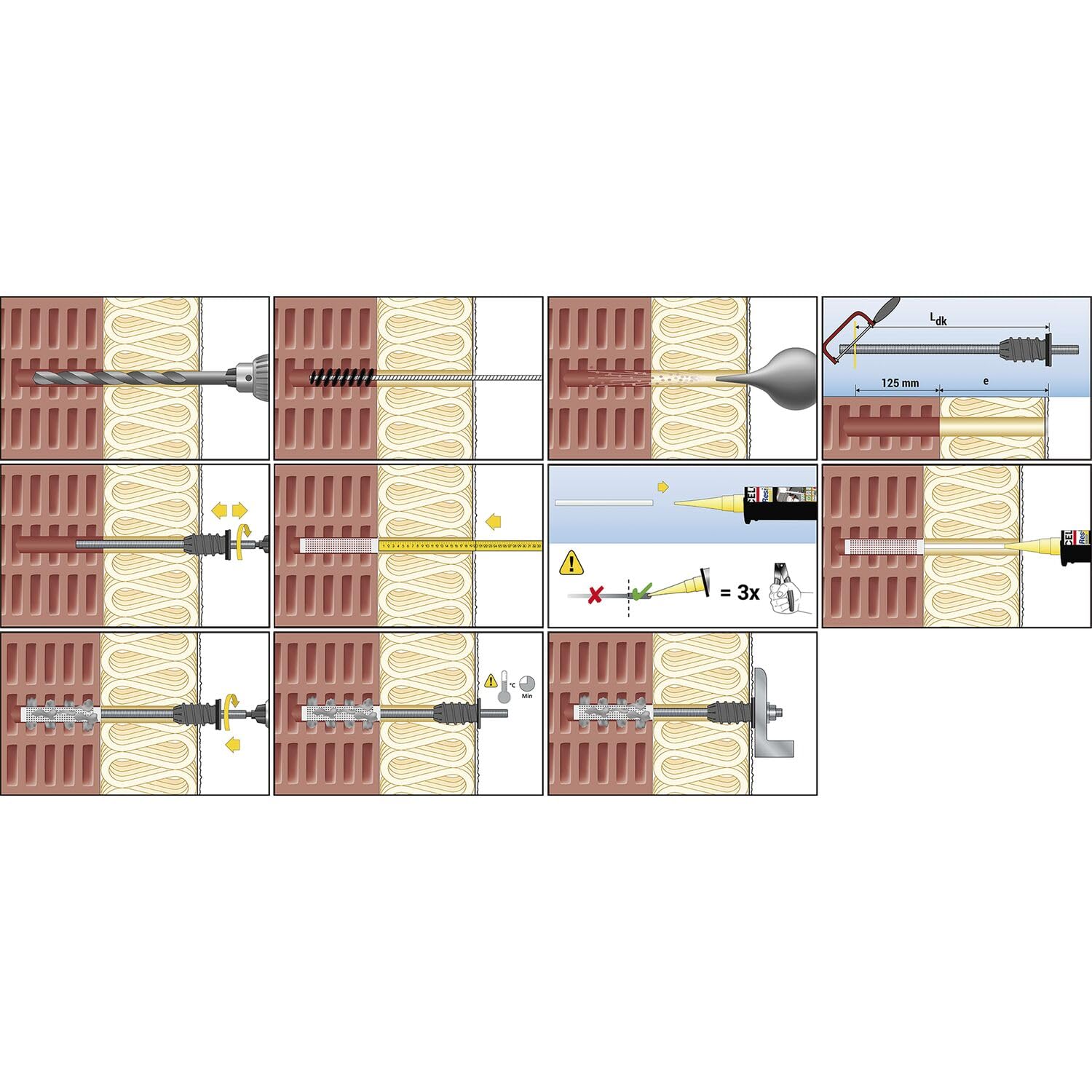 Celo Resitherm Gewindestangen M12 Länge 385mm mit Anschlussgewinde M12x70mm, Edelstahl A4-2er Set