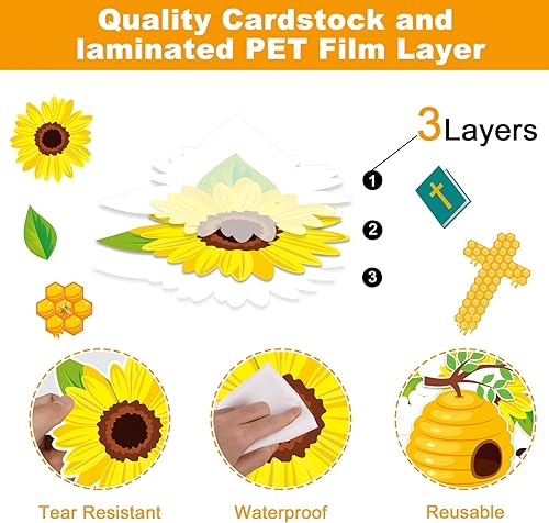 Miniatura 7 de gisgfim Decoración de tablón de anuncios de Bee Jesus Bee Who Jesus Wants You to Bee Cutouts Summer Christian Religioso Aula Decoración Cruz Tablero