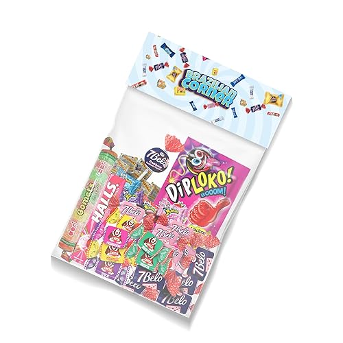 BRAZILIAN CORNER Bolsa de fiesta grande Paquete variado de dulces de 12 onzas Dulces brasileños surtidos a granel de Halloween (GRANDE 40 unidades)
