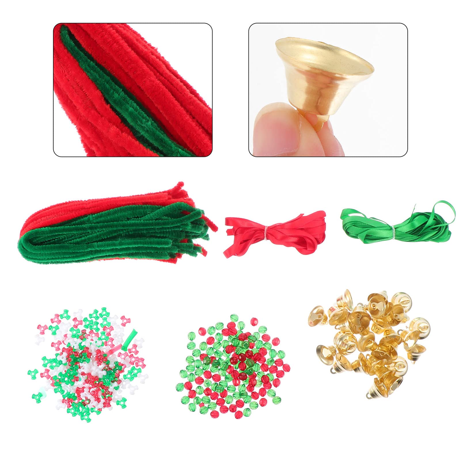 Campanello a Mano, Campane Piccole, Campane for la Casa, 6 Sacchetti di Kit di Ornamenti di Perline di Natale con Perline Fatti a Mano Fai da Te Artigianato Decorazioni Artigianali Fatte a Mano di Nat