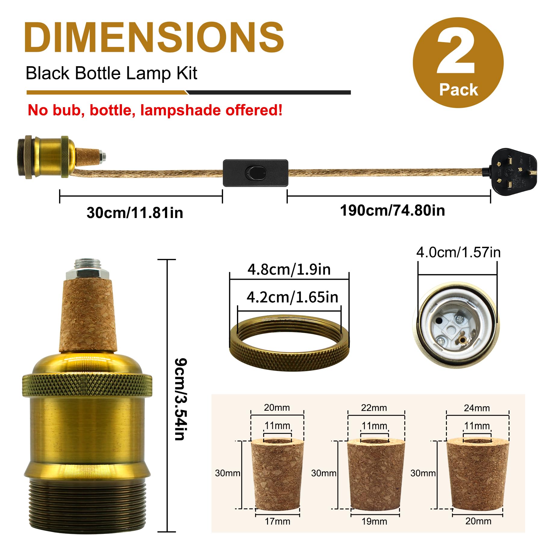 Bottle Lamp Adaptor Kit, 2Pcs Bottle Light Holder - Image 2