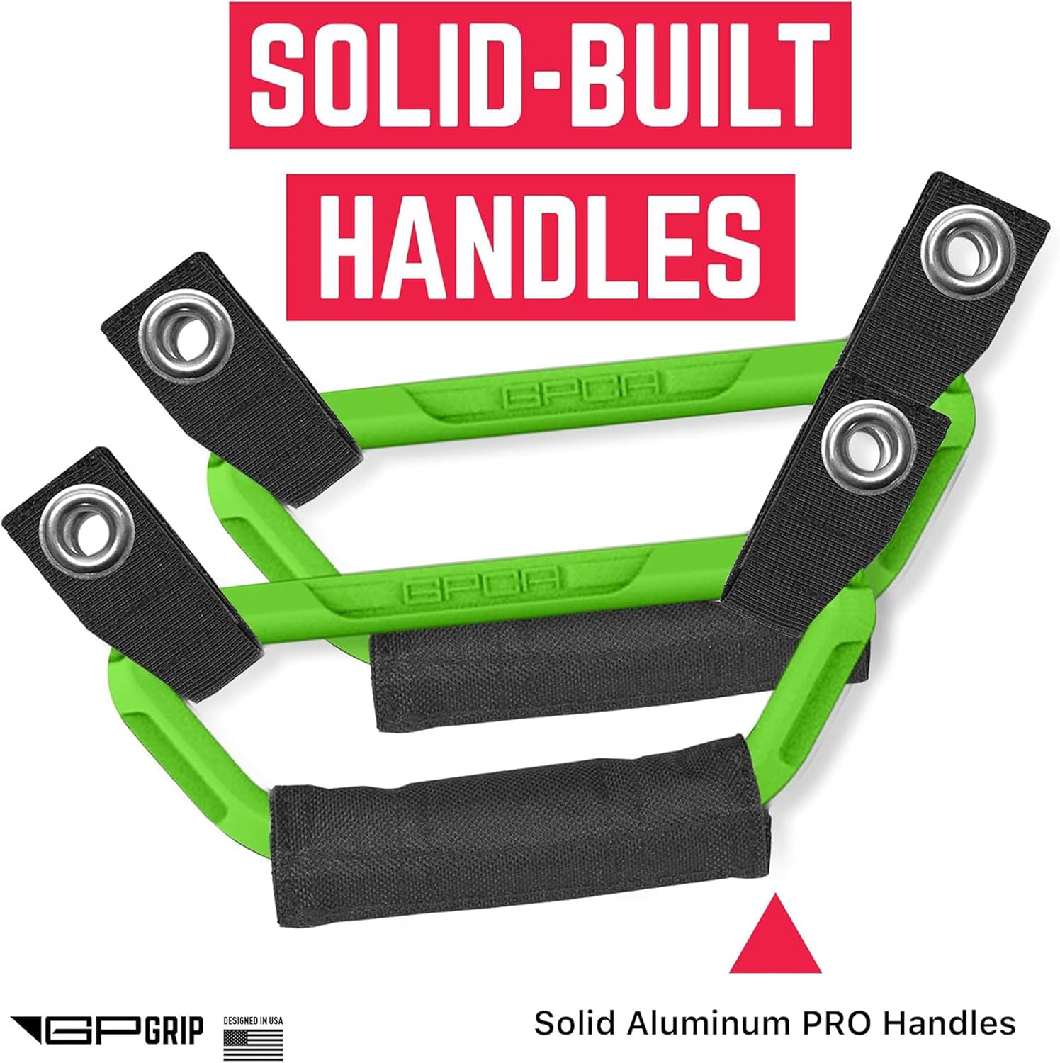 GPCA GP BackGrip Pro Headrest Handle for Cars, Jeeps, Trucks, and More, Back Seat Grab Handles and Hand Grips, Patented Jeep Accessories and Car Accessories Easy to Install (2-Pack, Neon Green)