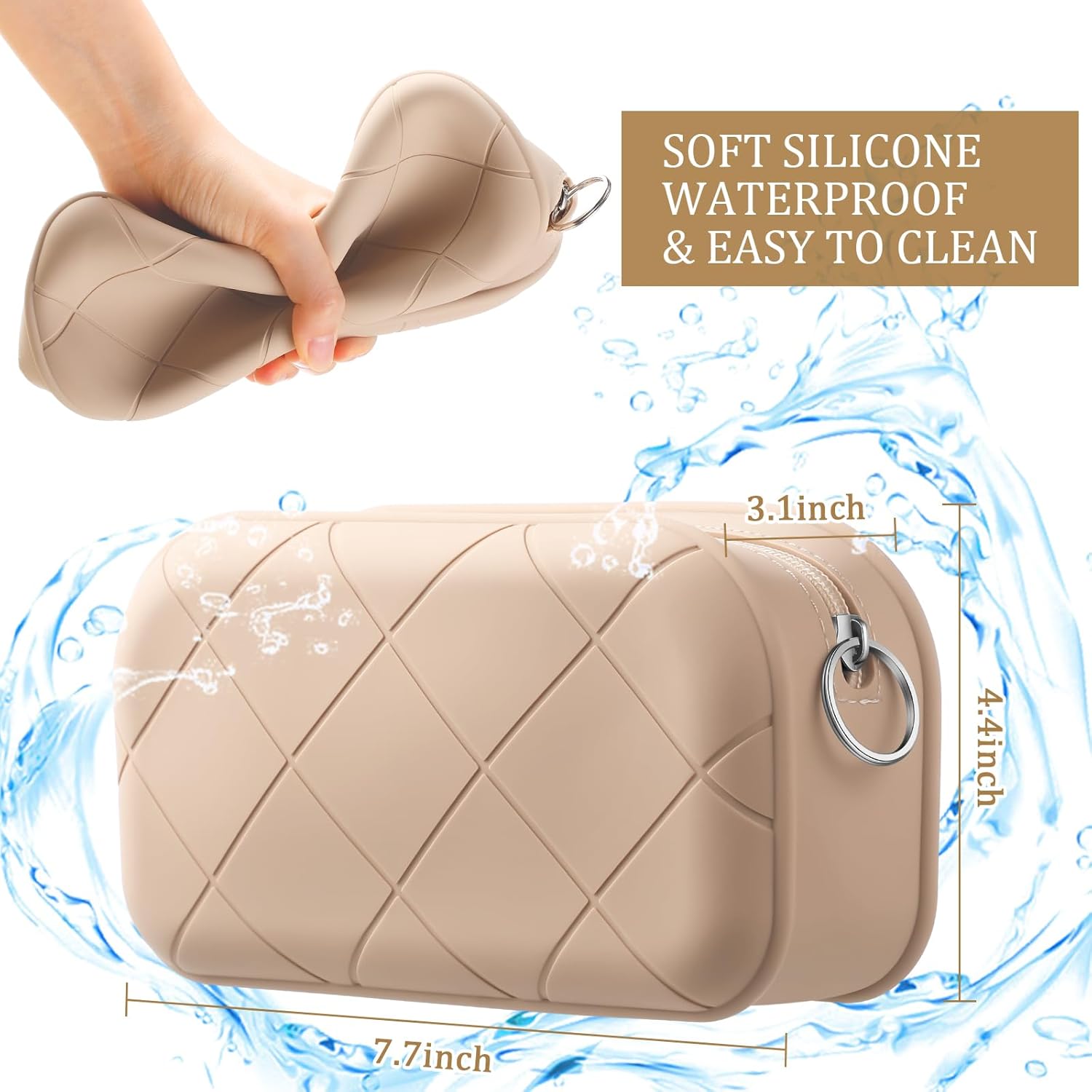 2 Pcs Silicone Portable Travel Makeup Bag,Soft Silicone Waterproof Toiletry Cosmetic Bag for Women Zipper Closure Organizer Makeup Case - Image 2