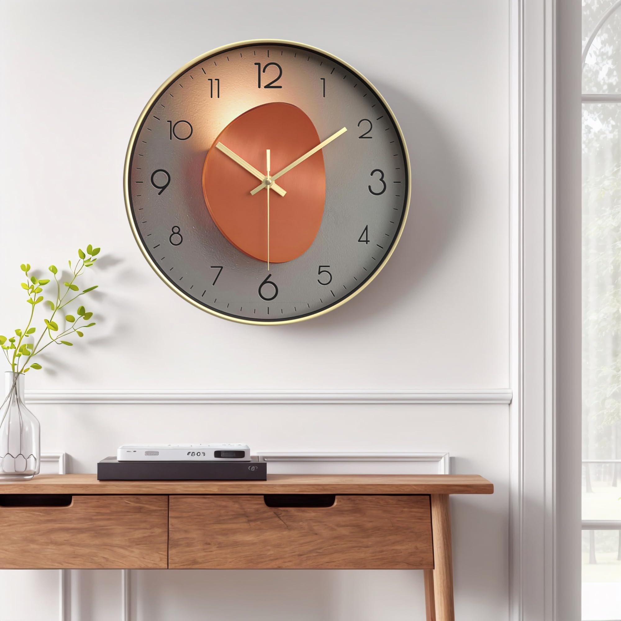 HMETOL Modern Silent Non Ticking Battery Operated Wall Clock for Home