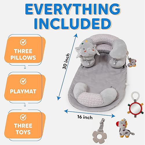 Miniatura 6 de Almohada 2 en 1 y tumbona para bebé, soporte de asiento para tapete de juego de bebé para bebés de 0 a 6 meses, tumbona infantil con juguetes para