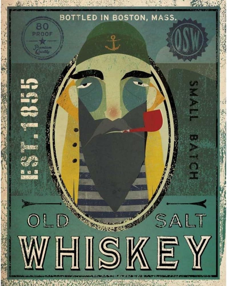 ArtDirect Fisherman VII Old Salt Whiskey Unframed Art Print Giclee Poster by Fowler, Ryan - Ready for Framing with Customization Sizes 8x10, 11x14, 16x20, 24x30, 36x46, and 47x60 Inches