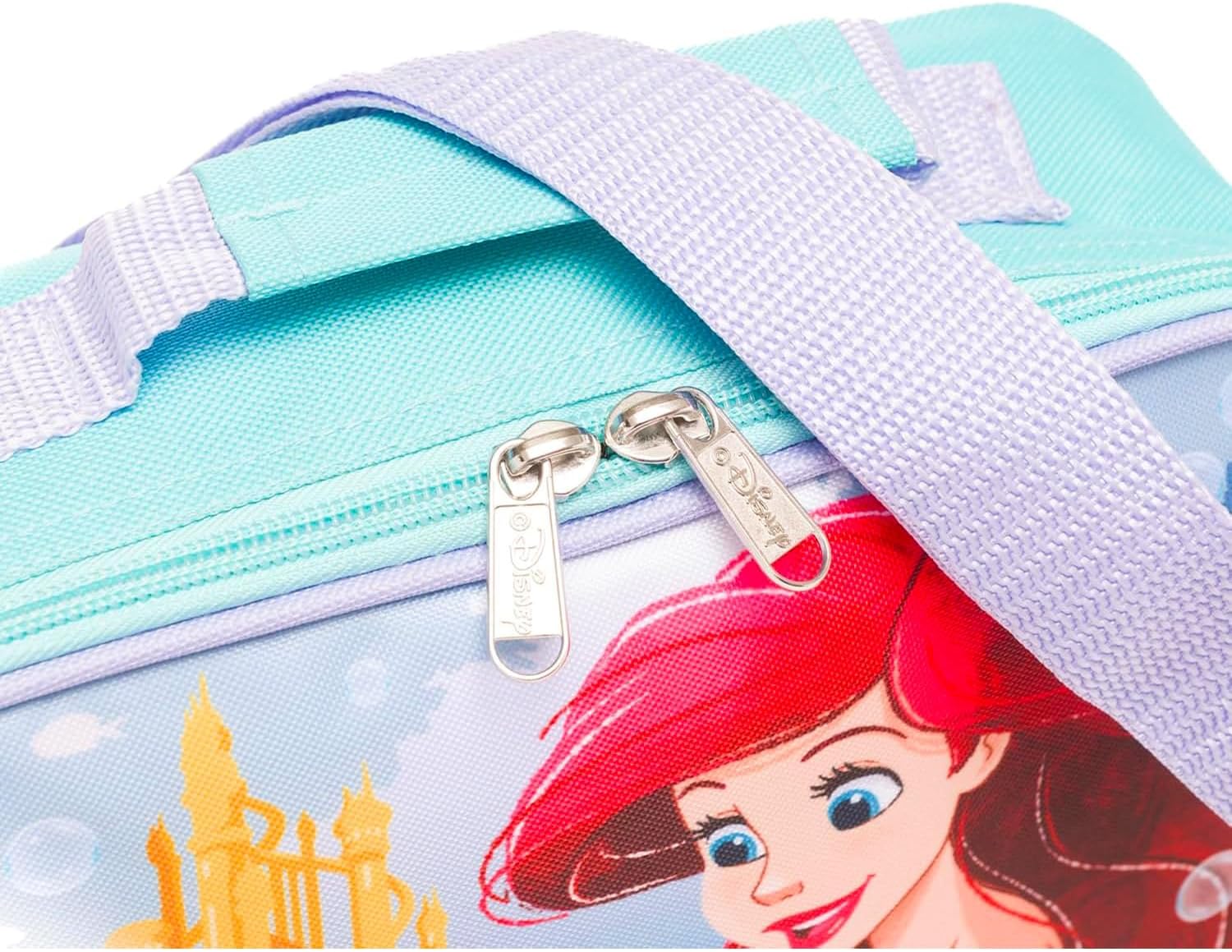 Disney Little Mermaid Lunch Box for Girls - Bundle with Insulated Ariel Lunch Bag Plus Stickers, Water Bottle, More Little Mermaid Lunchbox Set for Kids