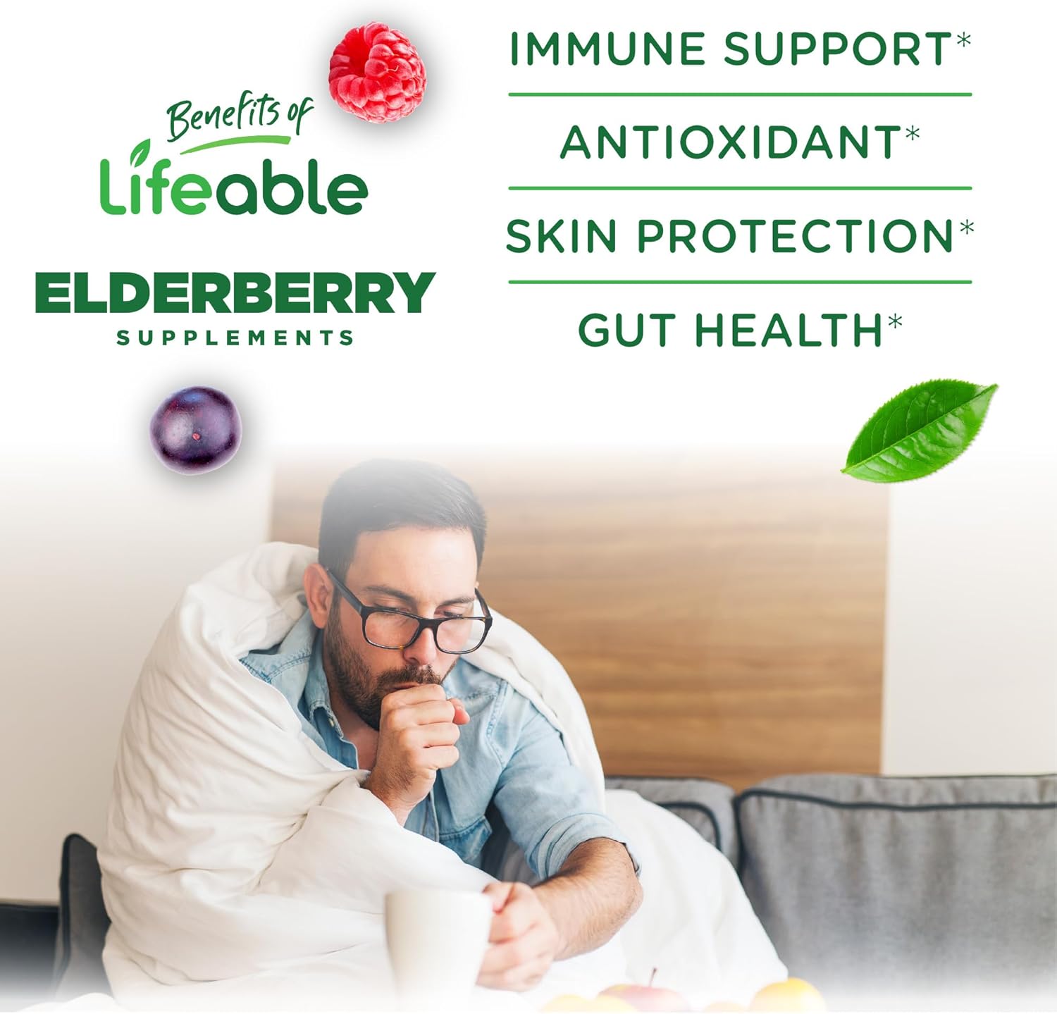 Lifeable Sugar Free Elderberry Gummies with Vitamin C and Zinc | Great Tasting Sambucus Elderberry Immune Support Supplement | Kosher, Vegan, Non GMO Black Elderberry for Adults | 60 Gummies - Image 3