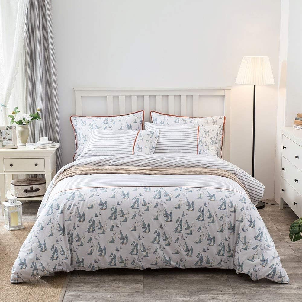 Amazon Brand - Umi - Set de edredón y Dos Fundas de Almohada 100% algodón con Estampado Multicolor (súper King Size)