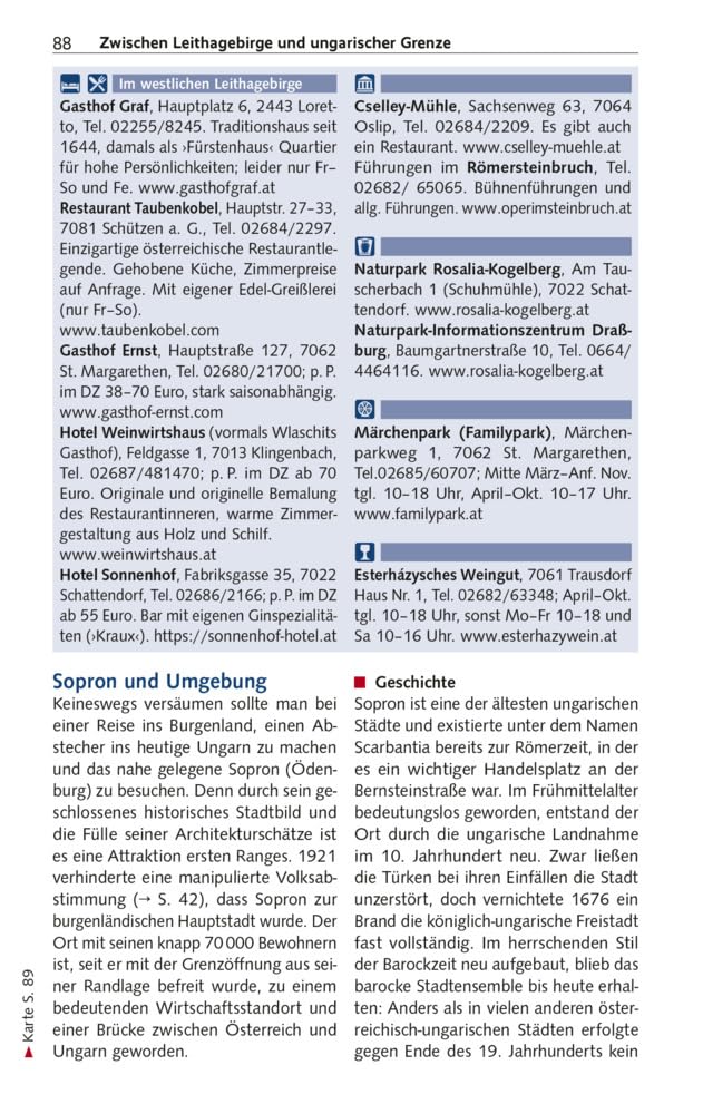 TRESCHER Reiseführer Burgenland: Neusiedler See, Eisenstadt, Lafnitz- und Pinkatal, Leithagebirge, Landseer Berge. Mit Ausflügen nach Sopron, K¿szeg und Szombáthely