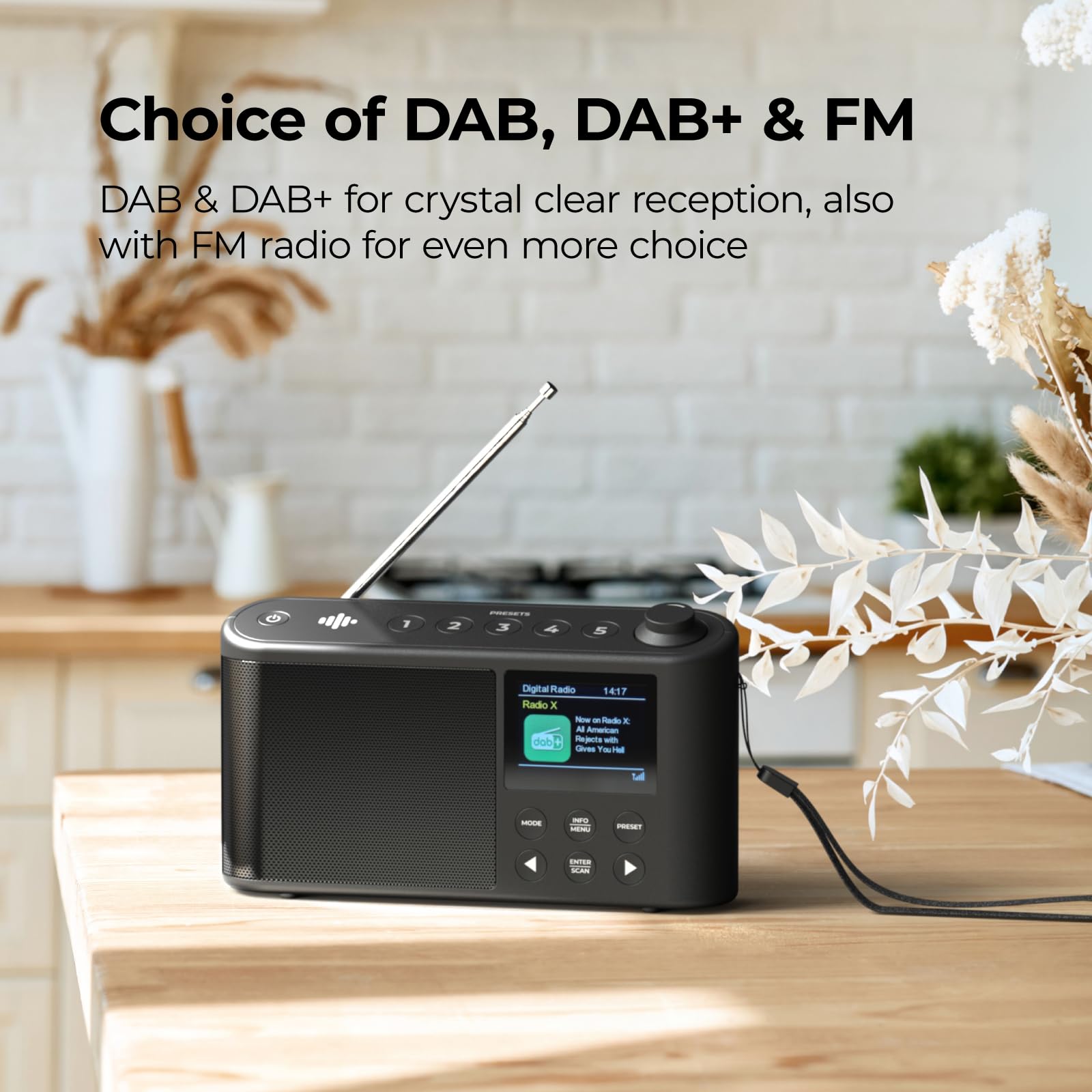 Radio Portable Dab Plus/Dab, Radio FM, Petite Radio, XL Grand écran LCD, Radio Portable Secteur et Batterie, Chargement USB pour 10 Heures de Lecture, (Spectrum by iBox)