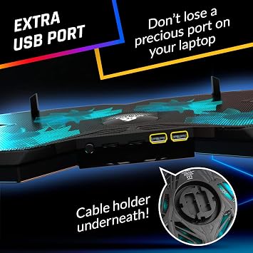 KLIM Wind Laptop Cooling Pad Game Laptop Cooling Fan Cooler Cooler USB Compatible with PS5 Cyan
