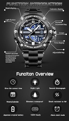 Miniatura 3 de FORSINING Reloj para hombre, resistente al agua, militar, digital, analógico, reloj de pulsera deportivo al aire libre, fecha, tácticas