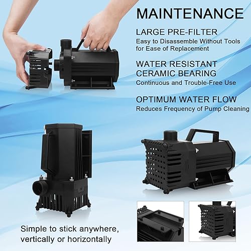 Miniatura 6 de BARST Bomba de agua sumergible de 1720 GPH con certificación UL con cable de 25 pies, bomba de fuente de agua de alto flujo de 150 W, bomba de