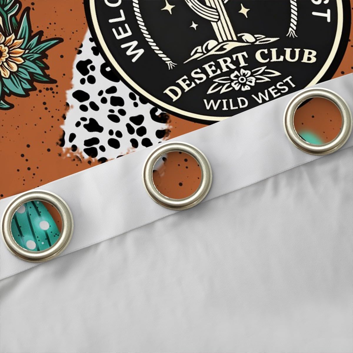 jejeloiu Brown Western Aztec Window Drapes Wild Cowboy Blackout Shades Window Treatments (2 Panels, 38 x 45 Inch) Bull Skull Cactus Tribal Rustic Cow Print Curtains Room Darkening Curtain