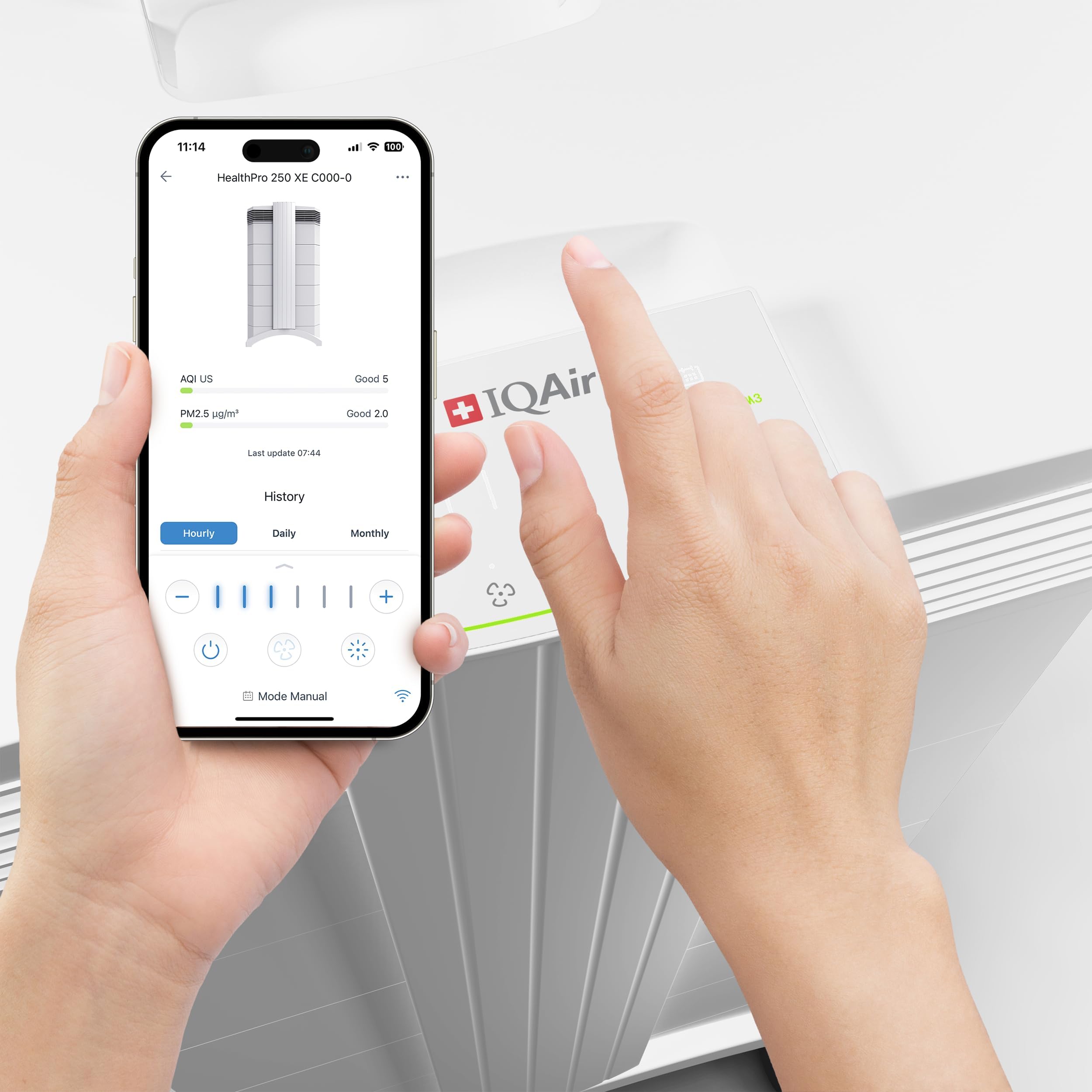 IQAir HealthPro 250 - Purificador de aire para alérgicos, filtro de aire médico HyperHEPA contra polvo fino, humo, virus, olores, purificador de aire para habitaciones grandes, 100 m², filtro de