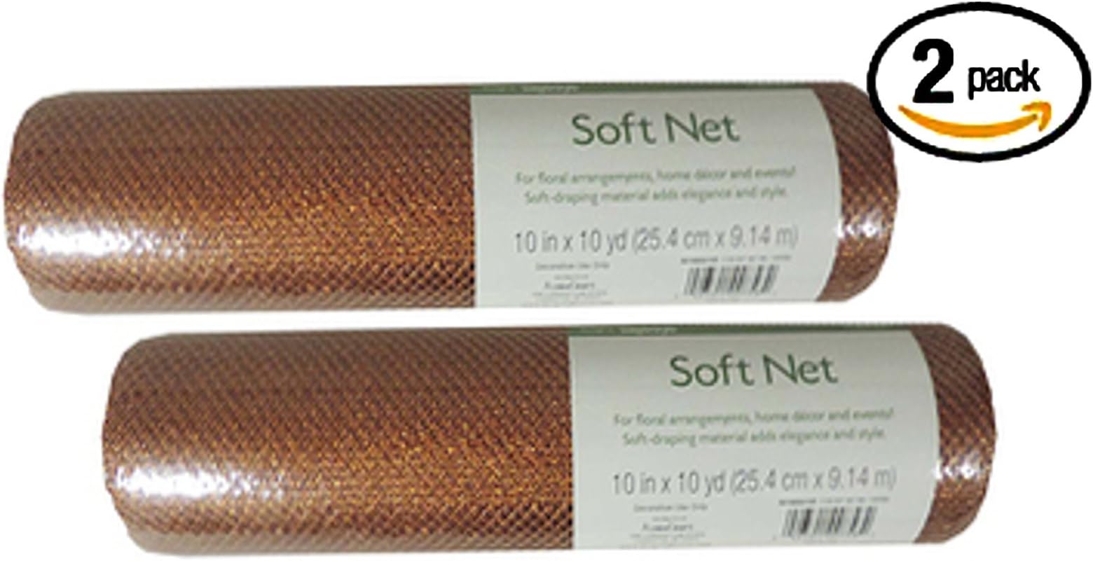 2 Pack Copper FloraCraft 10 inch X 10 Yards Decorative Mesh Soft Net Metallic Strands