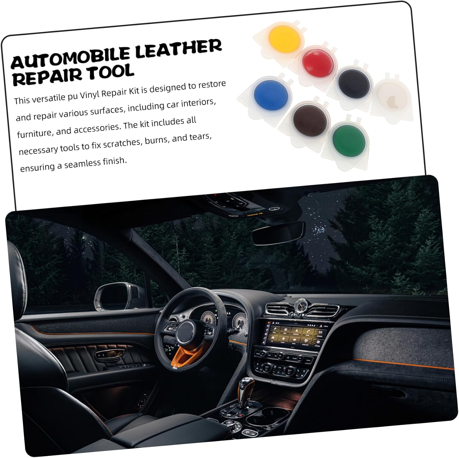 GLEAVI Pu Repair Kit for Car Interior and Furniture Restoration Vinyl Scratch Repair for Couches Jackets and Purses Easy to Use Durable Multi-Purpose