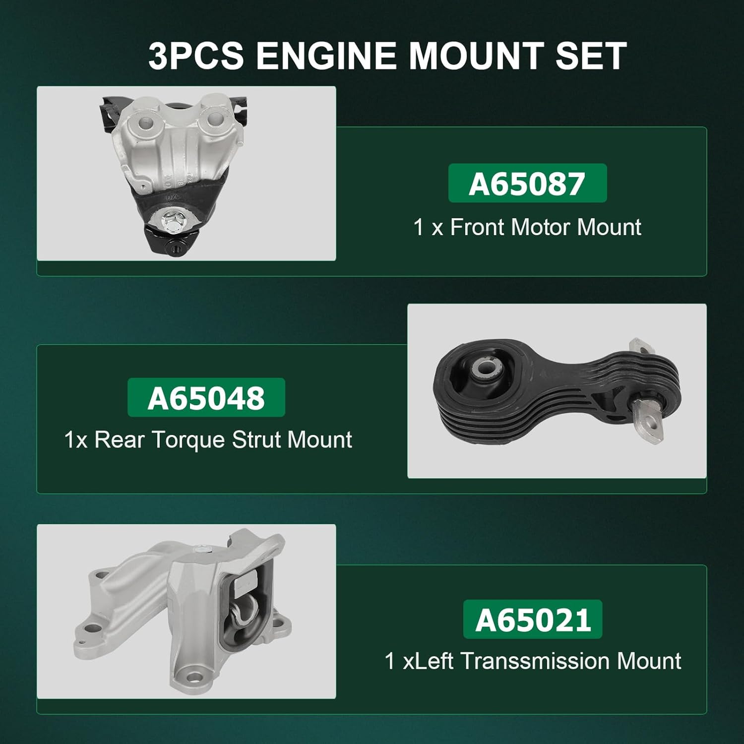 SCITOO Engine Motor Mount and Transmission Mount and Torque Strut Mount Set Compatible for Honda for Civic 2012-2013,OE A65087 A65048 A65021