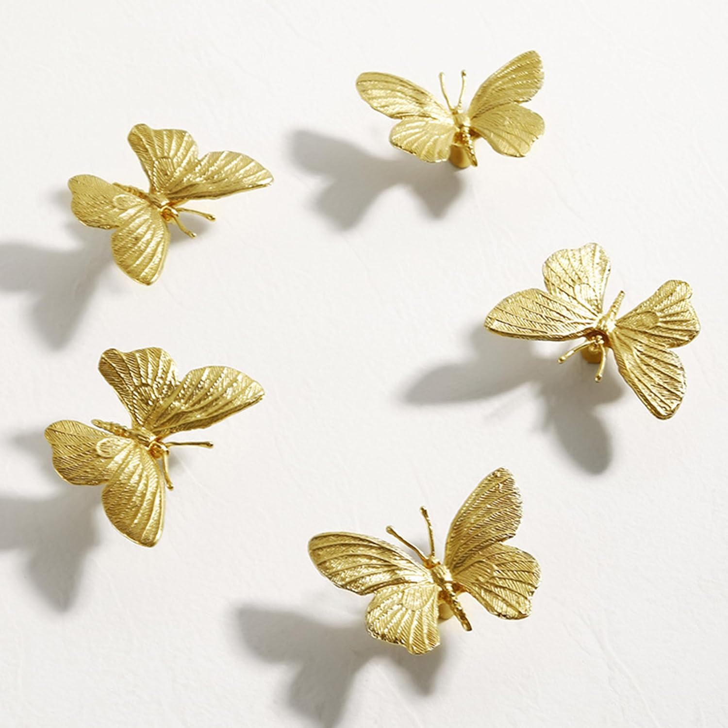 Cute Butterfly Cupboard Knob Brass Gold Drawer Knob for Kitchen or Dresser Home Deco Furniture (1)