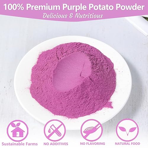 Miniatura 5 de Polvo de batata morada de primera calidad, 1 libra/16.01 oz, colorante alimentario morado natural, sin aditivos y sin gluten.