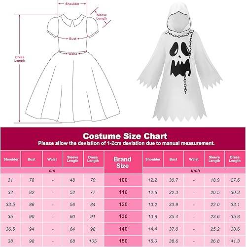 Miniatura 2 de ReliBeauty Disfraz de fantasma para niños con bolsa de calabaza, disfraz de Halloween, color blanco