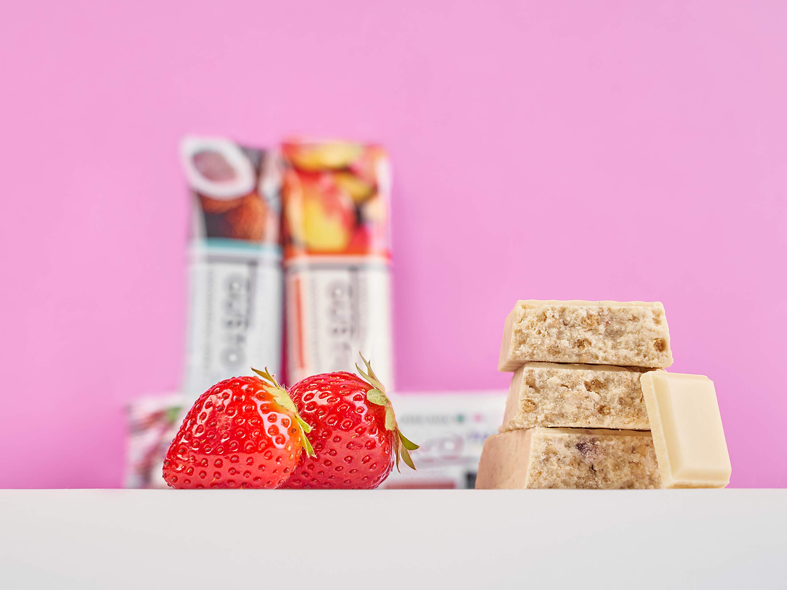 GUSTOPRO BIANCO E FRAGOLA – Barretta Proteica Senza Zucchero, Croccante, Puro Cioccolato Bianco e Fragola, 30% di Proteine Del Siero del Latte (Whey Protein) (24x40g)