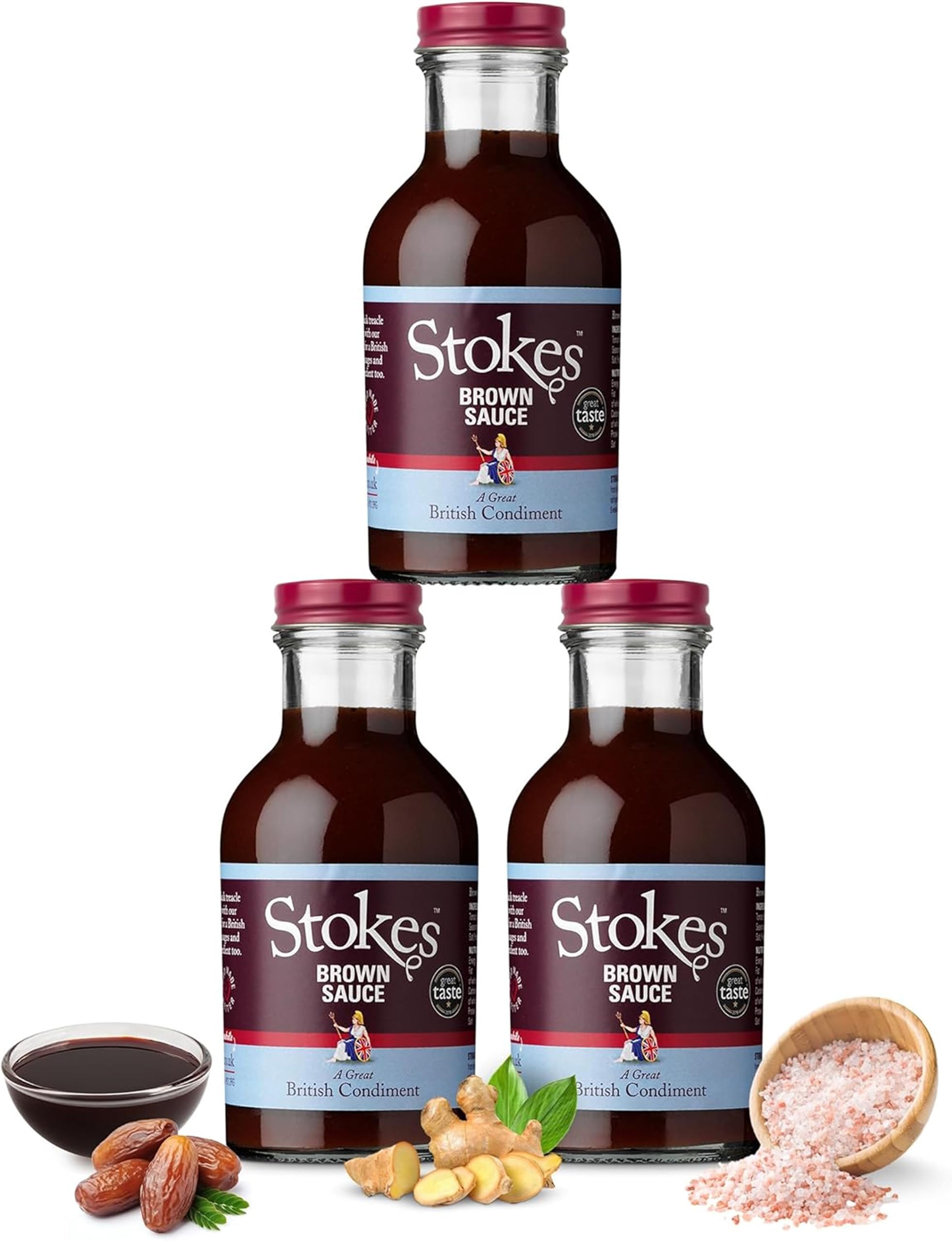 Real Brown Sauce 3PK, Rich & Spicy Brown Sauce, Perfect For Bacon Sandwiches, Award Winning Brown Sauce, Sweet & Tangy Sauce, Beautifully Balanced Flavour, 320g Glass Bottle