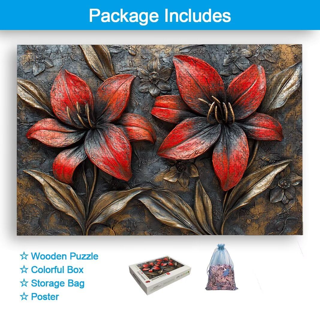 Puzzle 2000 Piezas, Puzzle Flor de Madera para Adultos, Regalos -2372