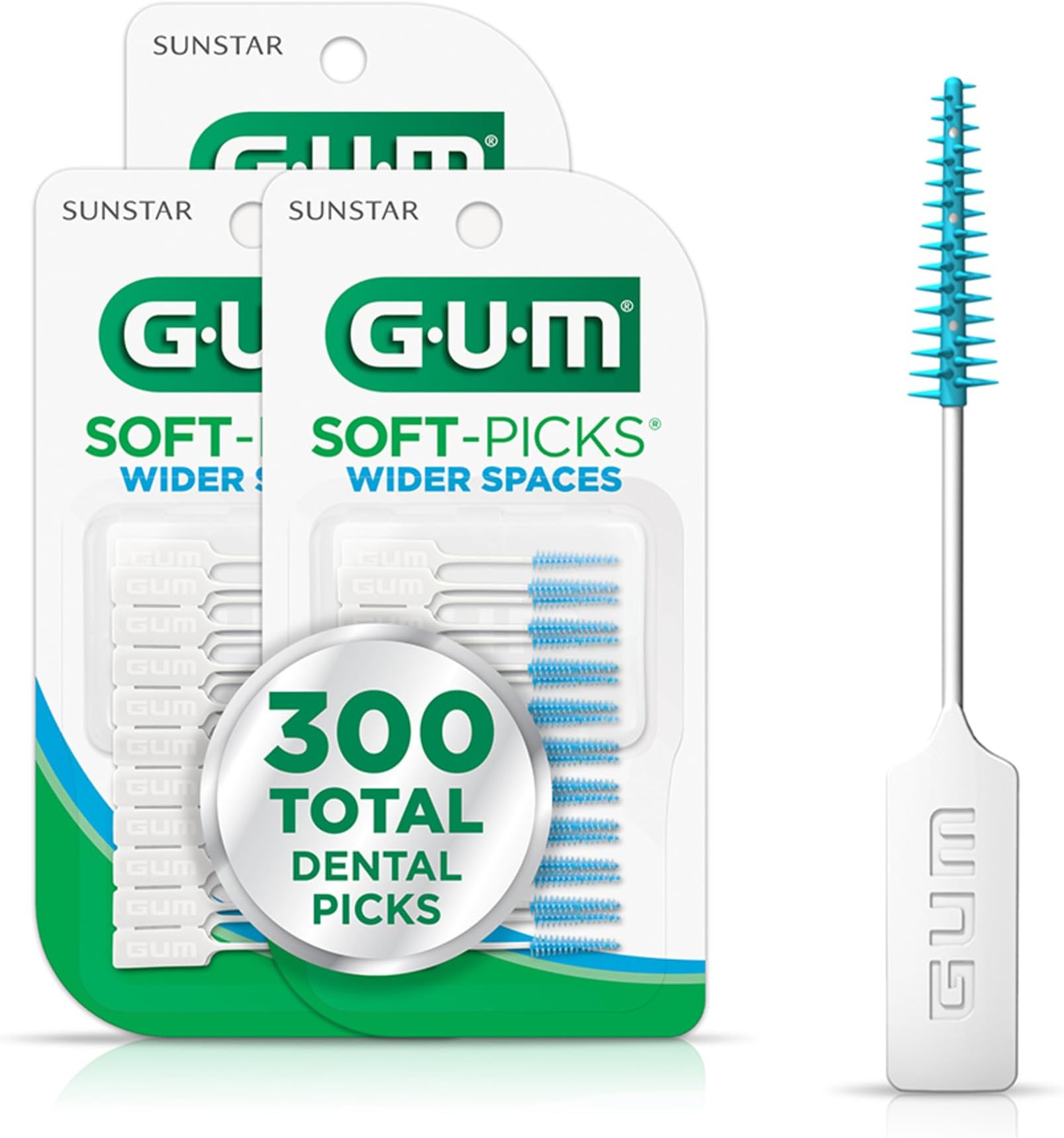GUM Soft-Picks Wide Space, Easy to Use Dental Picks for Teeth Cleaning Health, with Convenient Carry Case, Dentist Recommended Dental Picks, 100ct (3pk)