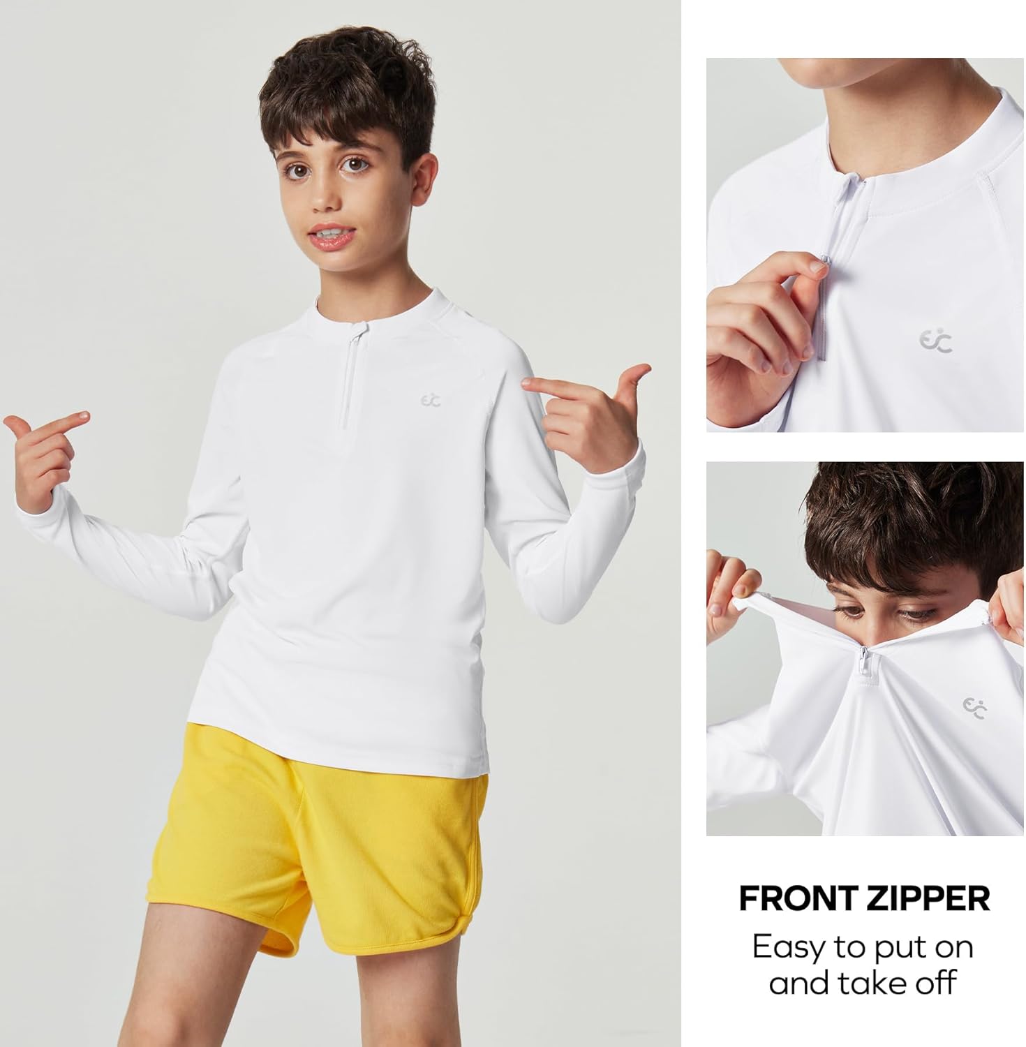 Ewedoos UPF50+ Boys Swim Shirt Rash Guard Long Sleeve Quick Dry Sun Shirts Kids Boys Fishing Shirt for Summer Outdoor - Image 2