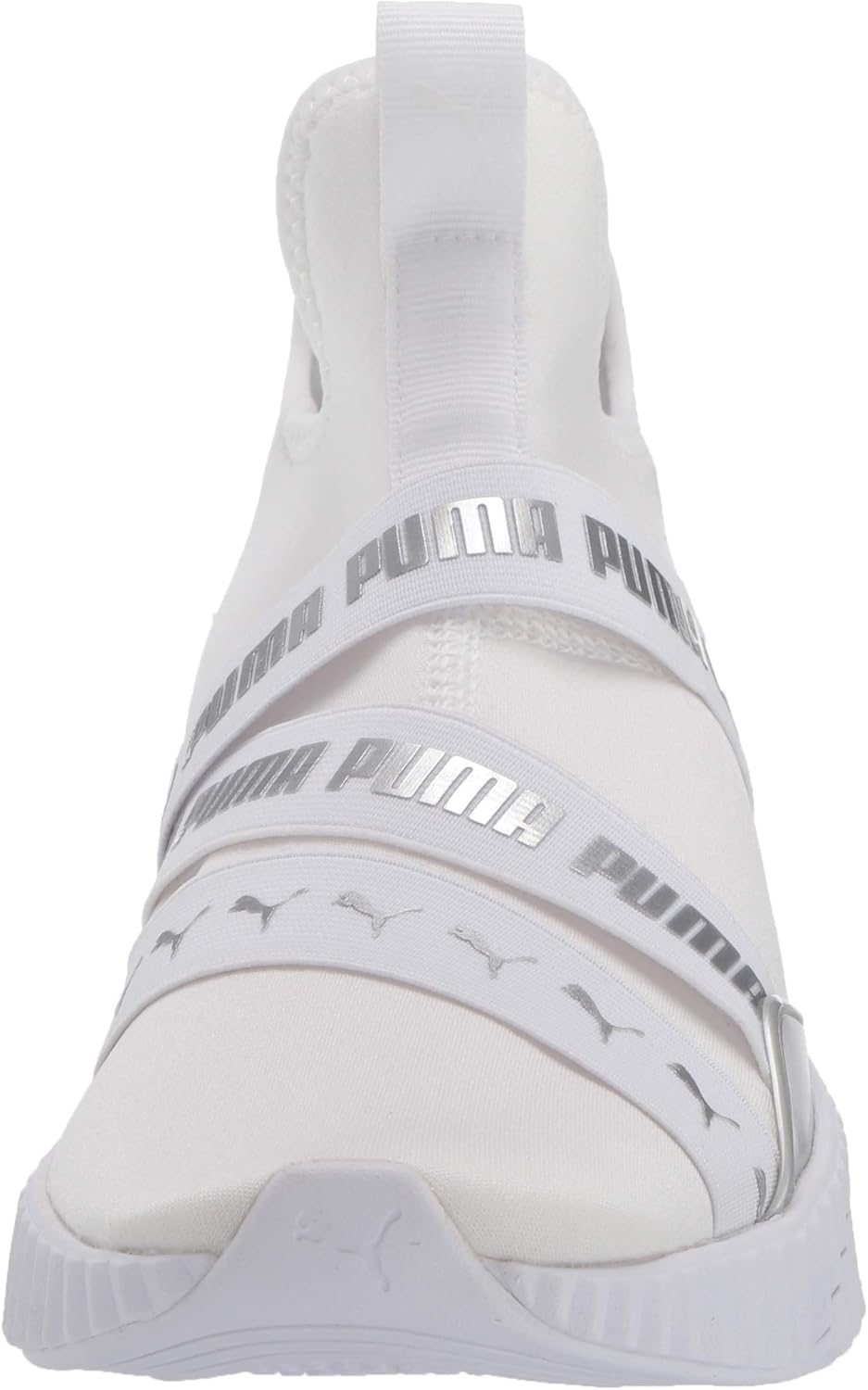 PUMA womens Defy Mid Cross Trainer, Puma White-puma Silver, 5.5 US
