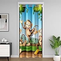 Vista 22 de jejeloiu Bonita cortina de puerta de ciervo para puerta, privacidad, 34 x 80 pulgadas, para niñas, niños, sala de caza, estampado de pata de oso