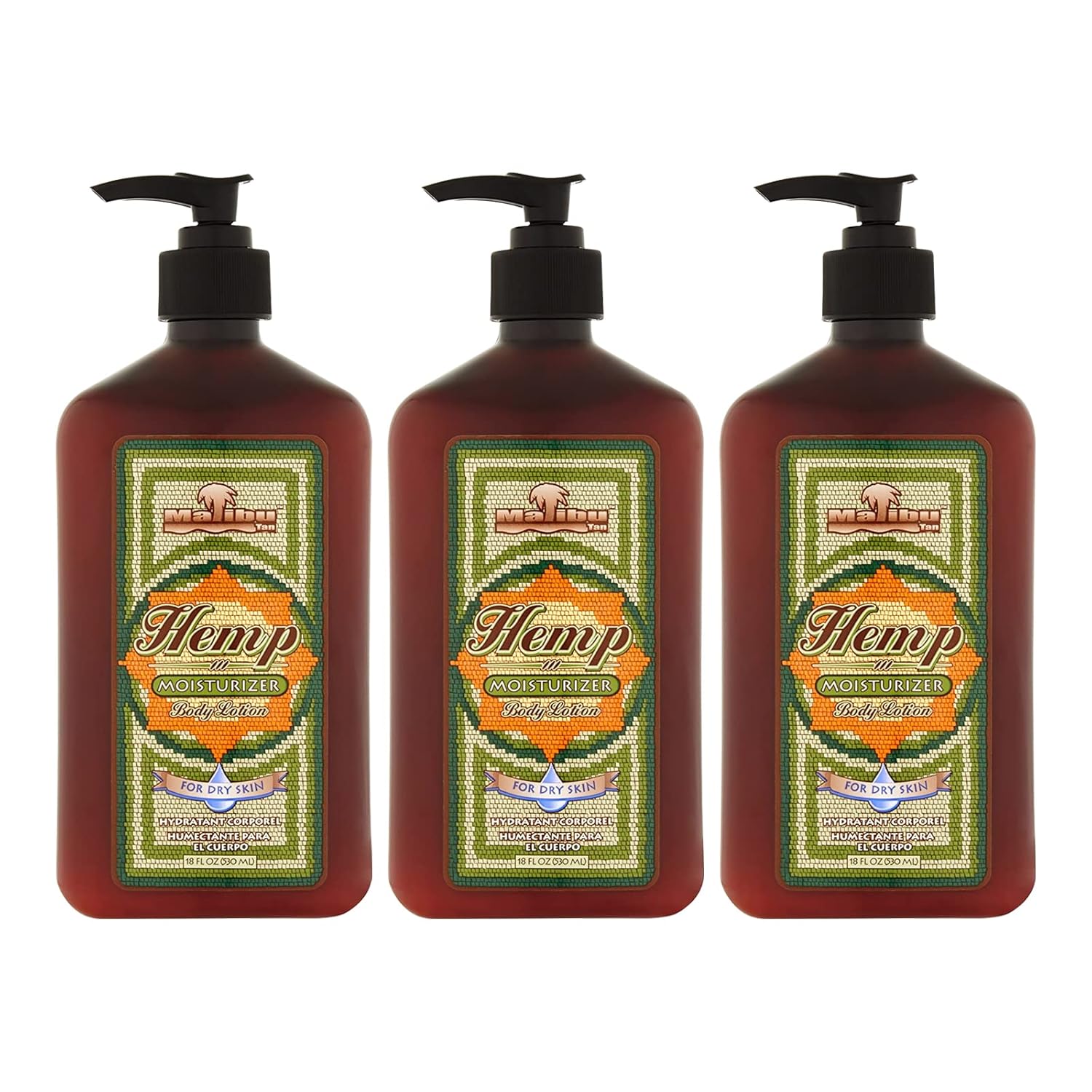 Malibu Tan For Dry Skin Hemp Body Lotion, 18 fl oz (3 Pack)
