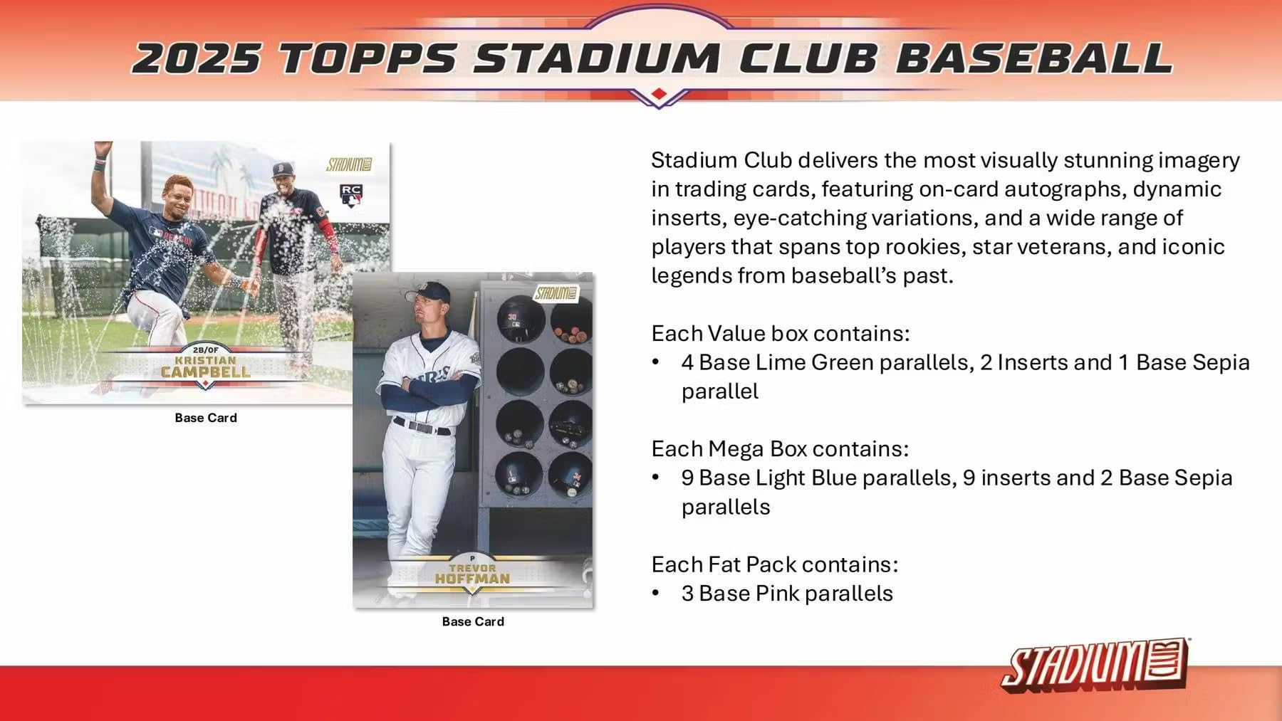 Topps Stadium Club Baseball Mega Boîte 2025 2 parallèles sépia