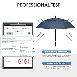 G4Free 47/54/62/68 Inch Automatic Open Golf Umbrella Oversize Extra Large Double Canopy Vented Windproof Waterproof Stick Umbrellas (Blue)