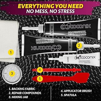 COCONIX Leather Care PRO Professional Black Leather & Vinyl Repair Kit