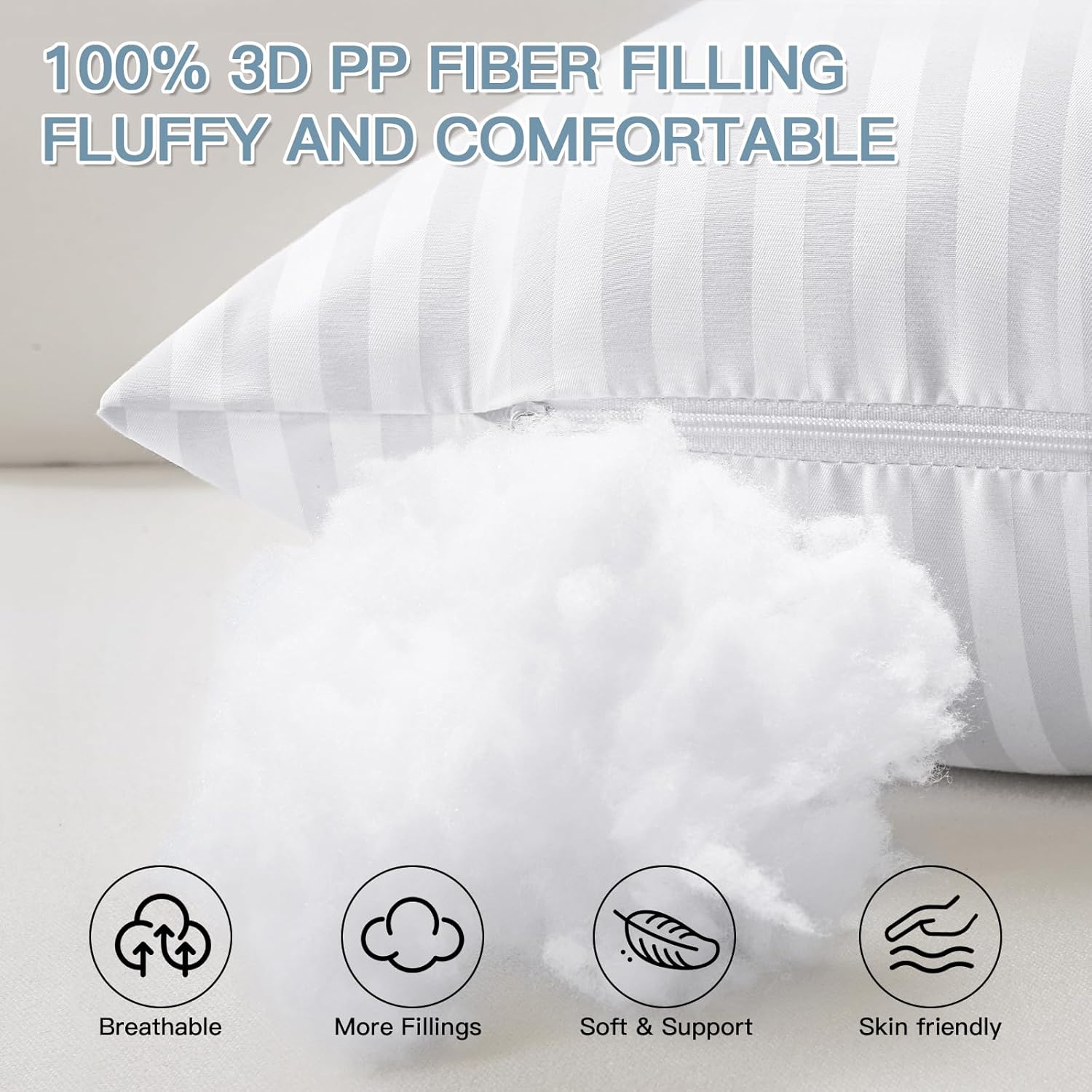 OTOSTAR Outdoor Pillow Insert 18 x 18 Inches, Water Resistant Striped Decorative Throw Pillow Soft Fluffy Square Cushion Insert for Patio Garden Farmhouse Sofa Couch - Image 3